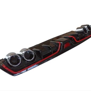 CIVIC FC5 2016-2020 IÇIN UYUMLU DIFUZOR  4 EGZOZ PIANO BLACK KIRMIZI SERITLI